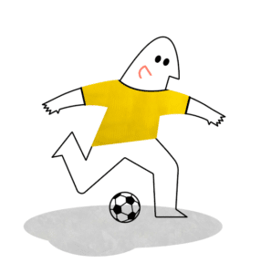 Mann i gul drakt sparker fotball