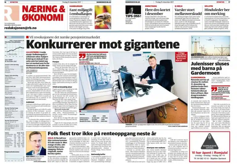 Avisartikkel i Romerikes Blad med overskriften "konkurrerer mot gigantene".